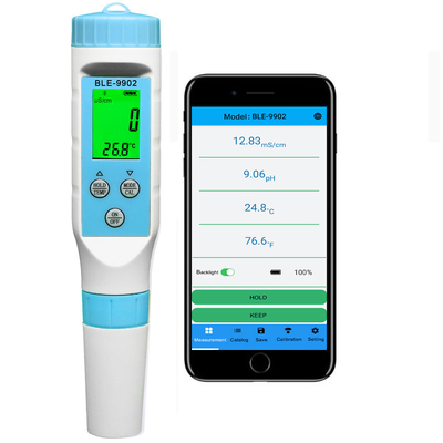 3 EN 1 control móvil elegante del App del probador BLE-9902 de los TEMPOREROS de la EC del medidor de pH de Bluetooth