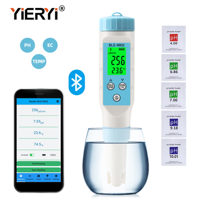 Medidor de pH Yieryi BLE-9902 con Bluetooth    3 en 1 EC y medición de temperatura para pruebas precisas de agua en piscinas, tanques y jardines