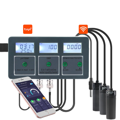 Teste de calidad de agua WiFi inteligente de 8 en 1 Monitoreo remoto Ideal para acuarios, piscinas, laboratorios y agua potable