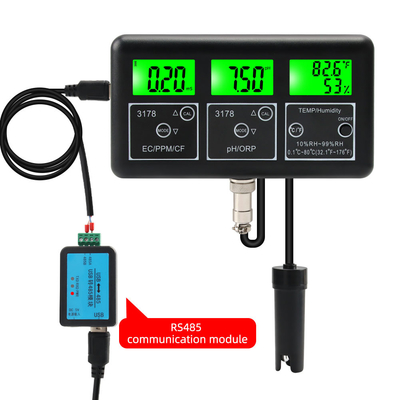 Sistema de monitoreo profesional de la calidad del agua 7 en 1 RS485 Sensor con LCD