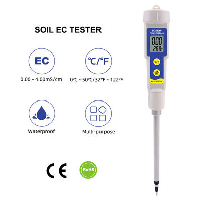 Medidor de EC y Temperatura del Suelo - Medidor 2 en 1 a prueba de agua con rango de 0.00 - 4.00 mS/cm, para jardín/hidroponía/plantas de interior