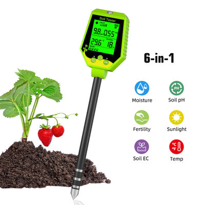 Kit de prueba de suelo de 6 en 1 Humedad/pH/Fertilidad/Luz solar/EC/Temp Meter para jardines, granjas y plantas de interior