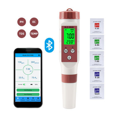 Medidor de calidad del agua inteligente 4 en 1 con Bluetooth - Medidor de pH/TDS/CE/Temperatura para el hogar, hidroponía y laboratorio