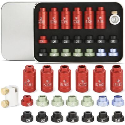 Conjunto de calibre de conversión de aleación de aluminio rojo Conjunto de bujes B.350&.17 Adaptadores de calibre para una fácil identificación