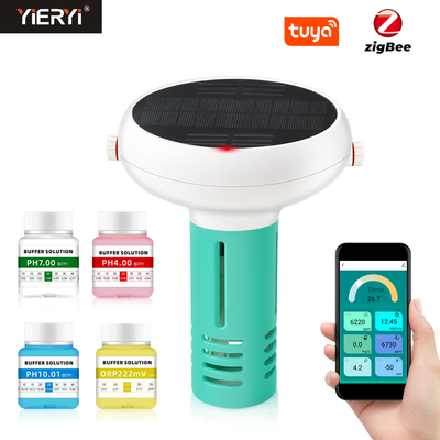 Tuya Zigbee Carga solar Piscina Monitor de calidad del agua Clorómetro PH/ORP/EC/TDS/Salinidad
