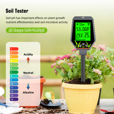 YIERYI 6 en 1 PH / EC / Humedad / Luz solar / Humedad del aire Analisador digital de suelo