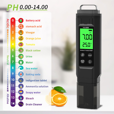 YIERYI YG-9909 Teste digital de calidad del agua 5 en 1 Teste de pH de alta precisión para jardín de granja