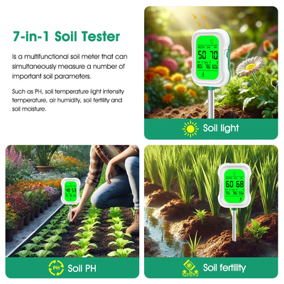 YY-1066L Yieryi 7 en 1 Probador de suelos herramienta integral de prueba de suelo para pH, humedad, temperatura, luz y más