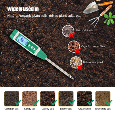 Yieryi YY-1066A Probador de suelos 3 en 1 EC de suelo, medidor de humedad y temperatura ideal para agricultura, jardinería y invernaderos