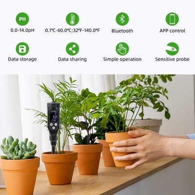 Medidor profesional de pH y temperatura del suelo con sincronización de APP en tiempo real