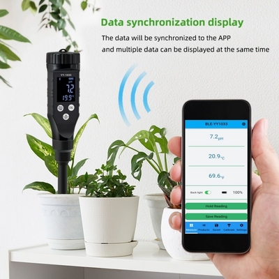 Tester digital portátil de pH del suelo con registro de datos Bluetooth
