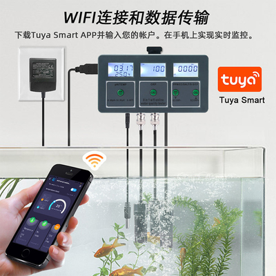 Teste de calidad de agua WiFi inteligente de 8 en 1 Monitoreo remoto Ideal para acuarios, piscinas, laboratorios y agua potable
