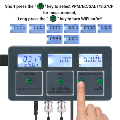 Kit de prueba de agua profesional 8-en-1 Análisis integral Sensores de alta precisión de control de APP inteligente