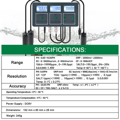 Monitoreo de calidad del agua en tiempo real perfecto para acuarios, agricultura, laboratorios y pruebas ambientales