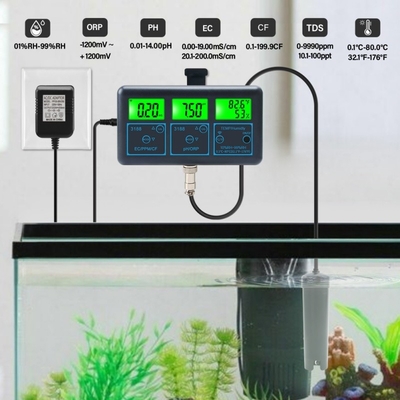 Monitoreo inteligente de la calidad del agua 7 en 1 pH/EC/ORP/PPM/CF/TDS/Temperatura para acuarios, hidroponía y piscinas