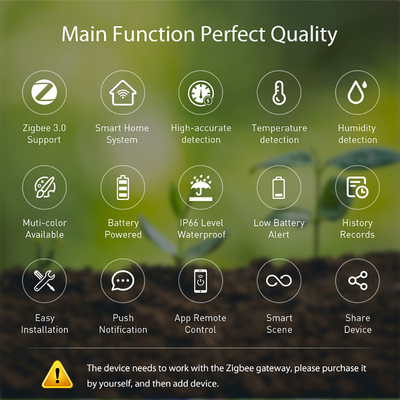 Tuya ZigBee 3.0 Sensor de humedad del suelo dispositivo inteligente de monitoreo de agricultura y invernadero