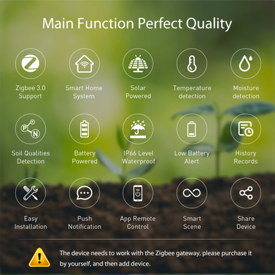 Sensor de suelo inteligente inalámbrico avanzado ¢ Carga solar y monitoreo controlado por aplicaciones para una agricultura sostenible