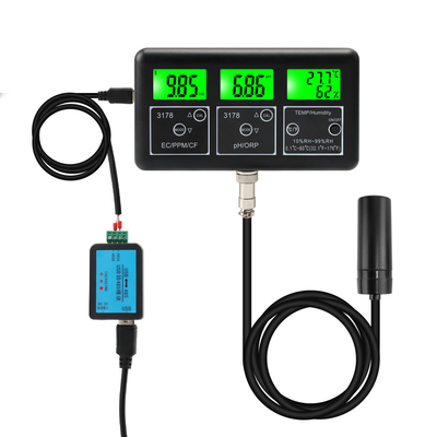 Dispositivo de ensayo de agua RS485 de parámetros múltiples pH EC TDS ORP Temp RH Meter