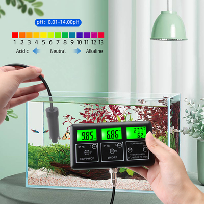 Dispositivo de ensayo de agua RS485 de parámetros múltiples pH EC TDS ORP Temp RH Meter