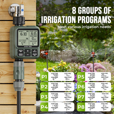 Tiempo de riego inteligente de jardín de 8 zonas programable con LCD