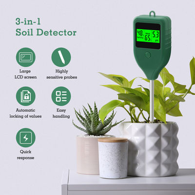 Detector de suelo de tres en uno, medidor de acidez del pH, medidor de humedad del suelo, medidor de fertilidad de nutrientes de flores y plantas en macetas