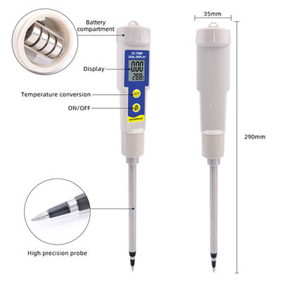 Medidor de EC y Temperatura del Suelo - Medidor 2 en 1 a prueba de agua con rango de 0.00 - 4.00 mS/cm, para jardín/hidroponía/plantas de interior