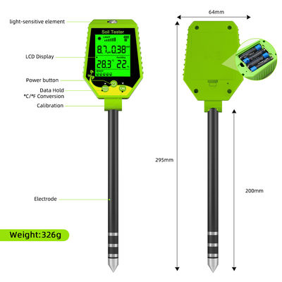 Kit de prueba de suelo de 6 en 1 Humedad/pH/Fertilidad/Luz solar/EC/Temp Meter para jardines, granjas y plantas de interior