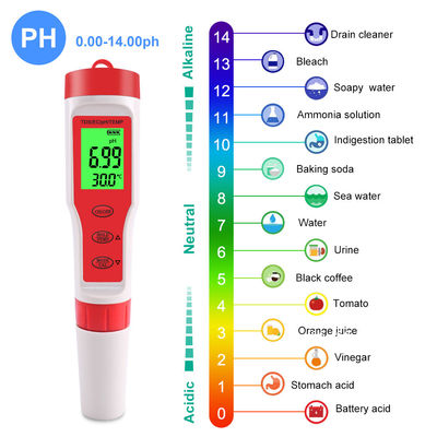 4 - En - 1 Tester de calidad del agua PH/EC/TDS/Temp Meter para acuicultura Laboratorio de agua potable