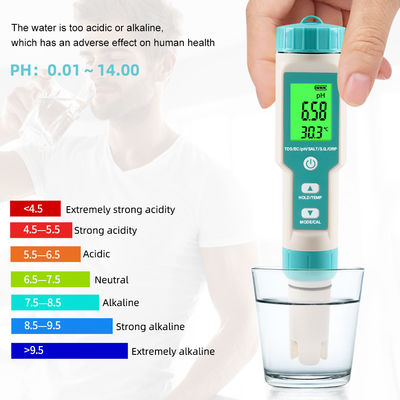 7 - En - 1 Tester de calidad del agua EC/salinidad/TDS/temp/pH/ORP/S.G. Medidor para acuicultura en el laboratorio doméstico