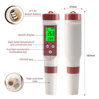 Medidor de calidad del agua inteligente 4 en 1 con Bluetooth - Medidor de pH/TDS/CE/Temperatura para el hogar, hidroponía y laboratorio
