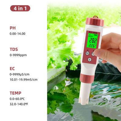 Medidor de calidad del agua inteligente 4 en 1 con Bluetooth - Medidor de pH/TDS/CE/Temperatura para el hogar, hidroponía y laboratorio