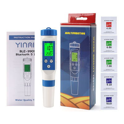Medidor de calidad del agua Bluetooth 5 en 1 Smart PH/TDS/EC/Sal/Temperatura para acuicultura doméstica e hidroponía
