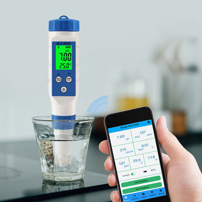 Medidor de calidad del agua Bluetooth 5 en 1 Smart PH/TDS/EC/Sal/Temperatura para acuicultura doméstica e hidroponía