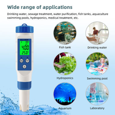 Medidor de calidad del agua Bluetooth 5 en 1 Smart PH/TDS/EC/Sal/Temperatura para acuicultura doméstica e hidroponía