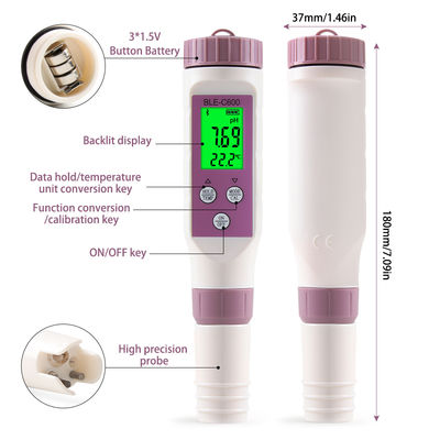 Smart 7 en 1 Bluetooth Tester de calidad del agua - pH/EC/TDS/ORP/Sal/S.G/Temp Meter para el hogar, laboratorio y acuicultura