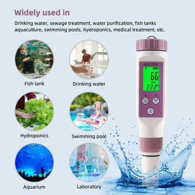 Smart 7 en 1 Bluetooth Tester de calidad del agua - pH/EC/TDS/ORP/Sal/S.G/Temp Meter para el hogar, laboratorio y acuicultura