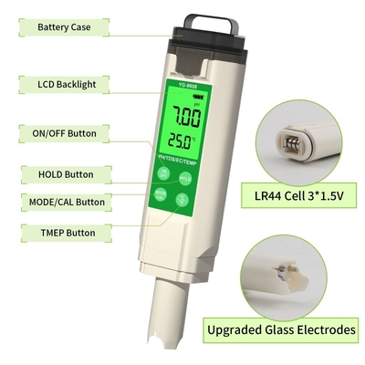 Medidor de Calidad del Agua con Pantalla Retroiluminada para PH, TDS, EC y TEMP