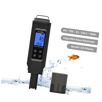 Medidor digital 5 en 1: pH, salinidad, temperatura, TDS y CE con retroiluminación para el control de la calidad del agua