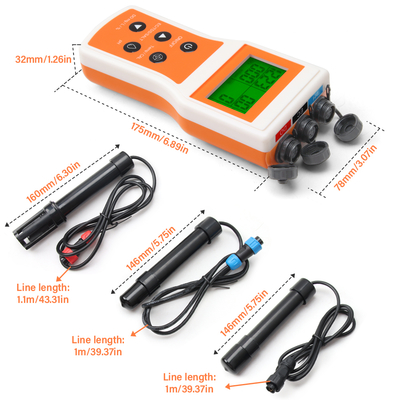 Analizador de calidad del agua portátil inteligente 6 en 1: Oxígeno disuelto/PH/TDS/CE/SAL/TEMP