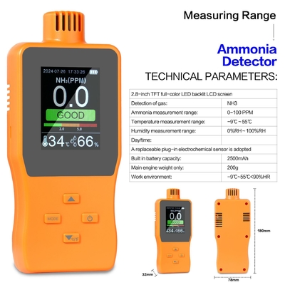 Detector de monitoreo de temperatura y humedad de gas amoníaco para mediciones precisas
