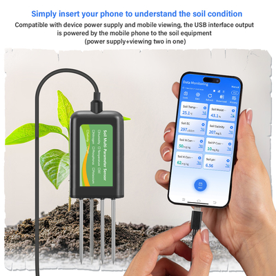 Sensor de suelo 8 en 1 para Android NPK PH Humedad EC Salinidad