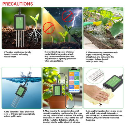 Sensor de suelo USB 7 en 1 Probador de suelo Agricultura Medidor de nutrientes EC PH NPK para Android