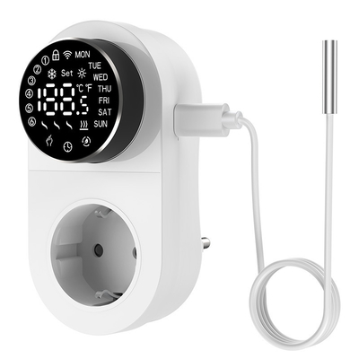 Enchufe termostato WiFi inteligente Tuya con sensor de temporizador y control táctil