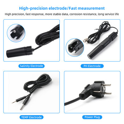 Tuya Online Salinity Meter with 0~199.9ppt Range and 0~14.0pH Multiparameter Water Quality Tester for Mariculture and Aquarium