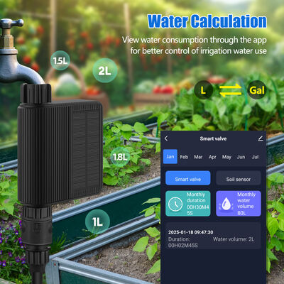 Sistema de riego inteligente con energía solar y control Tuya Smart con kit de sensor de humedad del suelo IP65 resistente al agua
