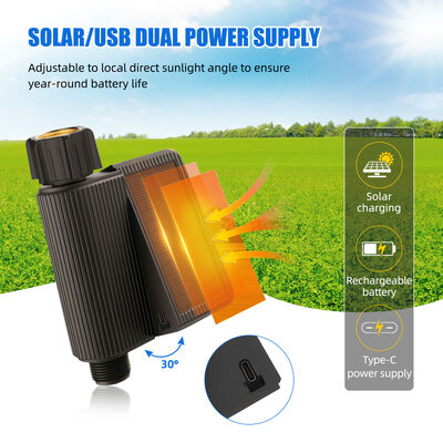 Sistema de riego inteligente con energía solar y control Tuya Smart con kit de sensor de humedad del suelo IP65 resistente al agua
