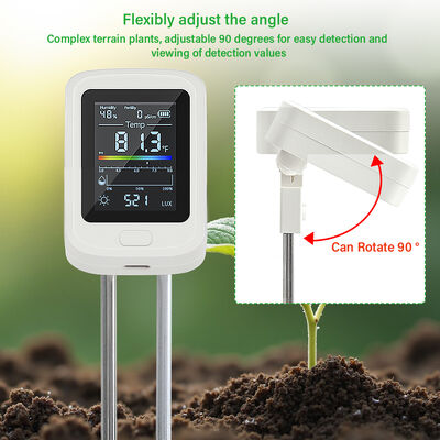 Testador de suelo de 6 en 1 con pantalla LED USB Tipo C Pantalla LCD recargable y giratoria para jardinería y agricultura