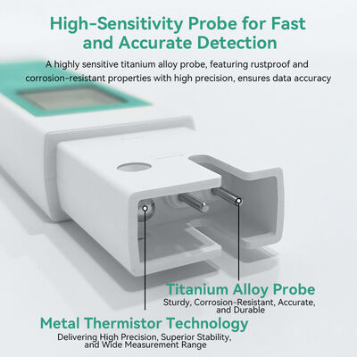 Medidor de TDS de agua con sonda de aleación de titanio duradera de alta precisión con rango de TDS de 0-9999 ppm y medición de pH multiparamétrica