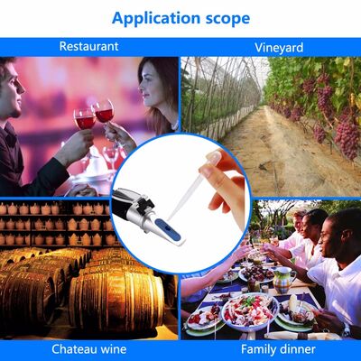 Réfractomètre et testeur d'alcool portatif de haute précision avec des plages de mesure de 0 à 40 % Brix, 0 à 25 % Vol et 0 à 22 Baumé