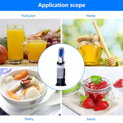 Refratómetro de mano de amplio rango 0-90% Brix para la medición del contenido de azúcar en alimentos y bebidas